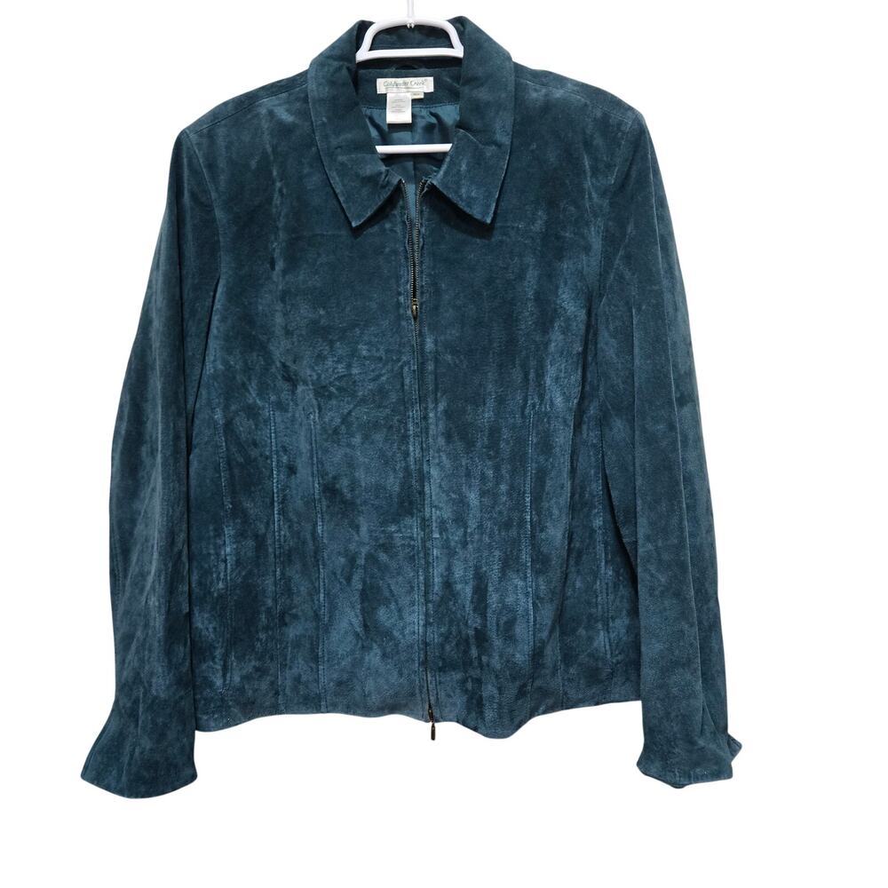Coldwater Creek Teal Suede Leather Jacket Womens 2X Zip Up